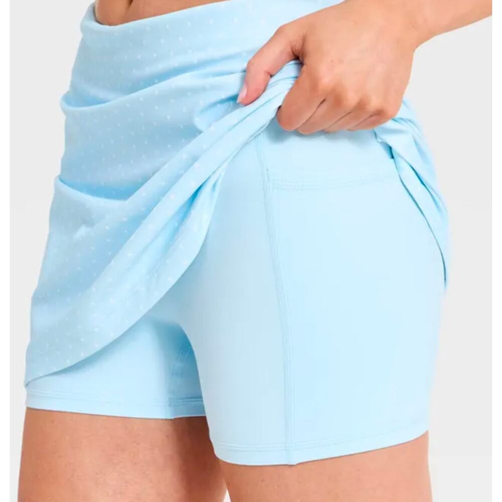 JoyLab Blue & White Polka Dot Skort Small